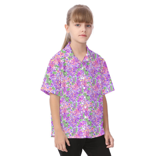 Bright Tropical Splash - Mickey & Friends - Kid's Hawaiian Button Up Shirt