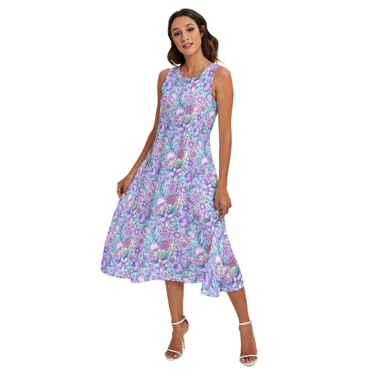 Fairytale Florals – Mermaid Princess - Women’s Diagonal Pocket Midi Dress