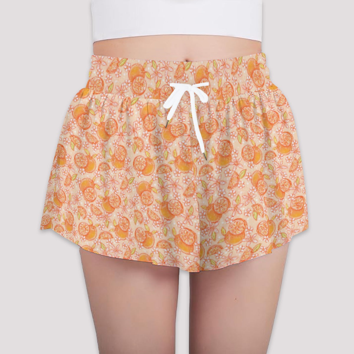 Summer Fruits - Oranges - Girls’ Flowy Pocket Shorts
