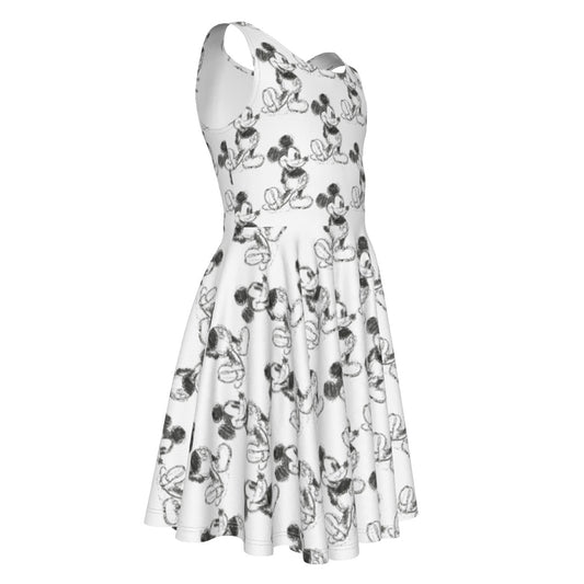 Sketch of Classic Mouse- Kid's Sleeveless Skater Dress