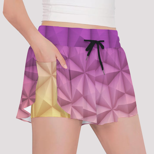 Geometric Spaceship Sphere - Girls’ Flowy Pocket Shorts