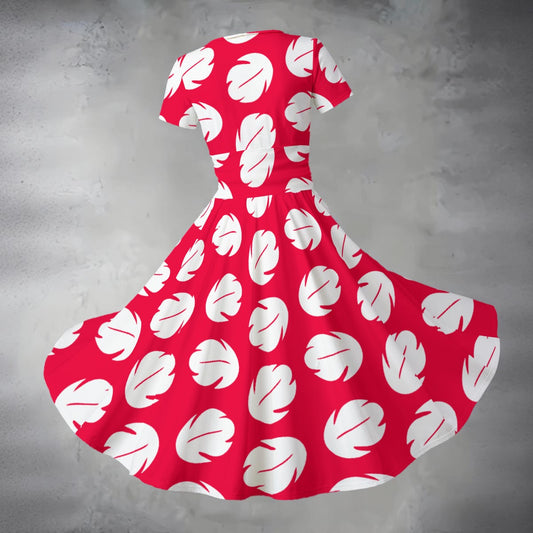 Island Leaf Print - Women's V-Neck Ruched Midi Dress