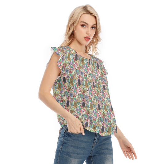 Tattoo Hearts Galactic Legends - Women’s Flutter Sleeve Top