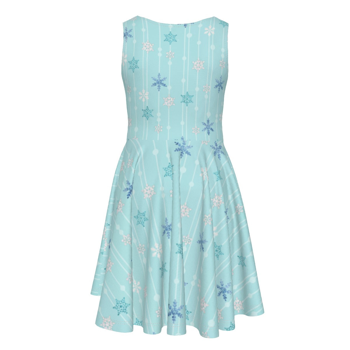 Ice Queen Snowflake Pattern- Kid's Sleeveless Skater Dress
