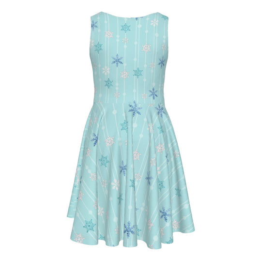 Ice Queen Snowflake Pattern- Kid's Sleeveless Skater Dress