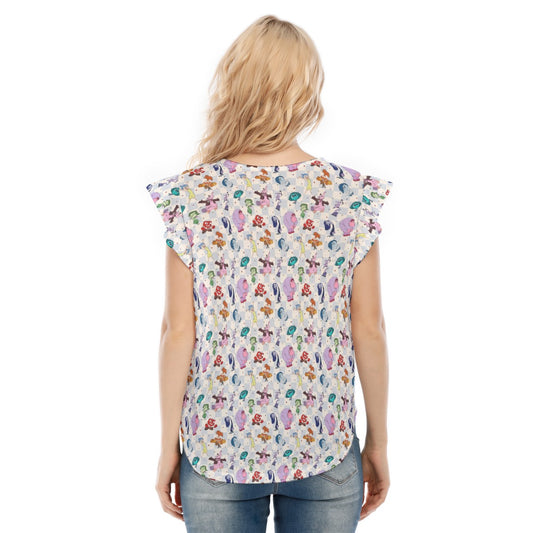 Blue Check Emotional Spectrum - Women’s Flutter Sleeve Top