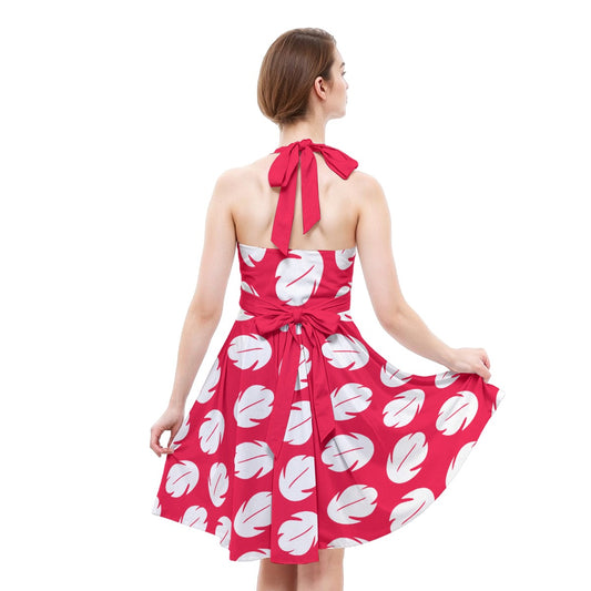 Island Leaf Print - Women's Halter Vintage Pocket Dress