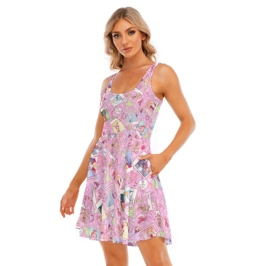 Holiday Winter Princess Christmas Snapshots - Women's Sleeveless Pocket Skater Dress