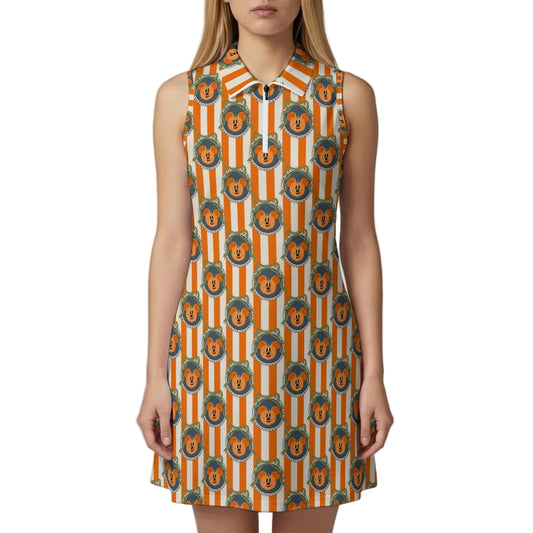 Pumpkin Cameo Stripes - Women’s Sleeveless Polo Dress & Shorts Set