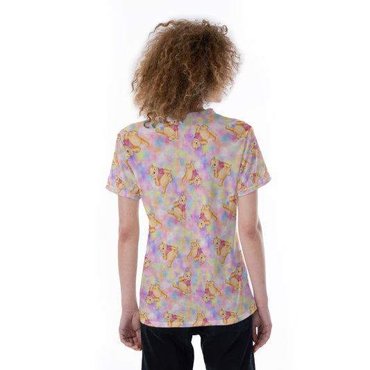 Watercolor Honey Bear - Women's Short Sleeve V-Neck T-Shirt