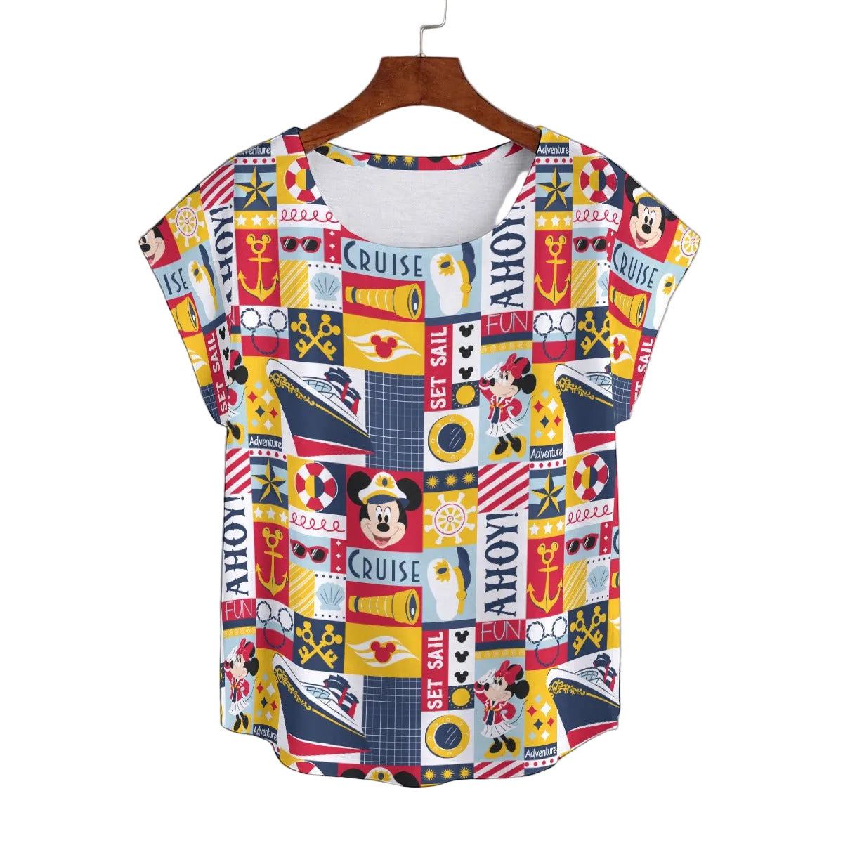 Nautical Cruise Patchwork - Women’s Relaxed Fit Scoop Tee