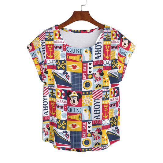 Nautical Cruise Patchwork - Women’s Relaxed Fit Scoop Tee
