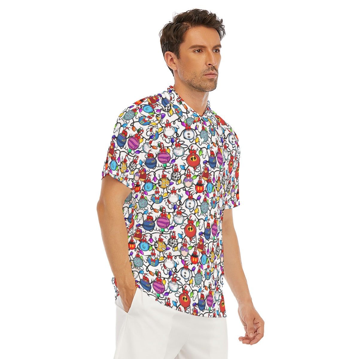 Festive Character Baubles on White - Men's Polo Shirt