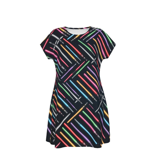 Vibrant Galaxy Sabers - Women's T-Shirt Dress