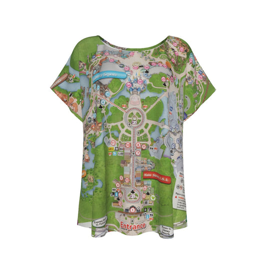 Vibrant Fantasy Park Map - Women’s Relaxed Fit Scoop Tee