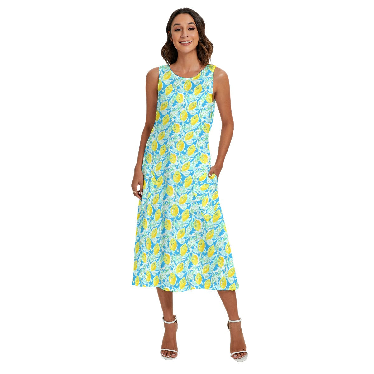 Lemon Drop Daydream - Women’s Diagonal Pocket Midi Dress