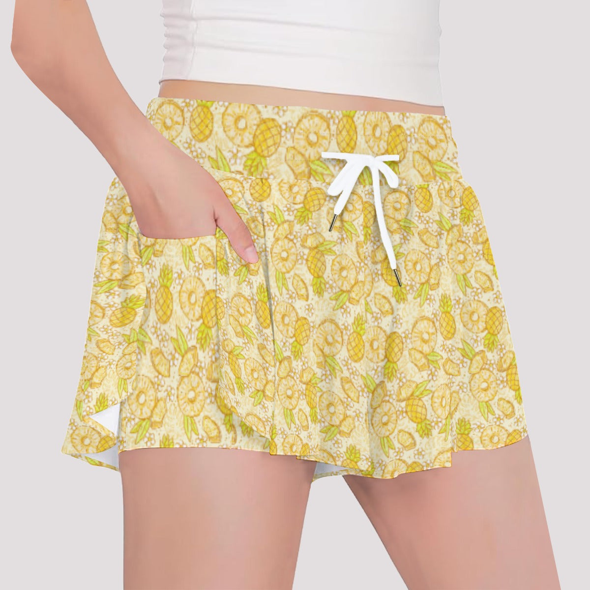 Summer Fruits - Pineapple - Girls’ Flowy Pocket Shorts