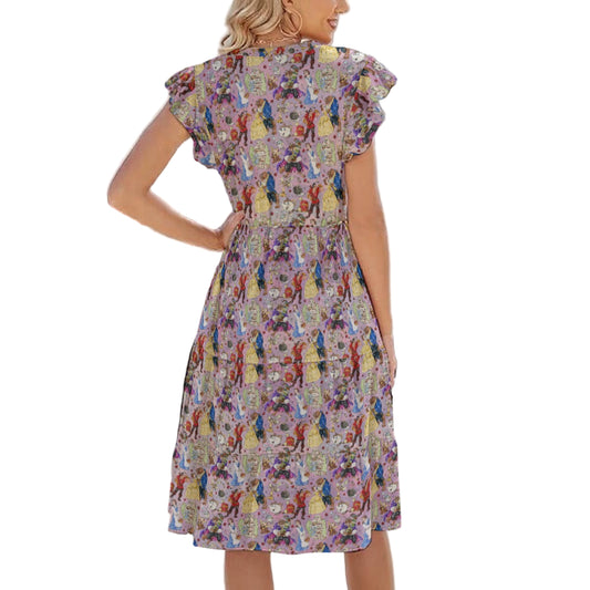 Enchanted Tale Sketch - Women's Tiered Pocket Midi Dress