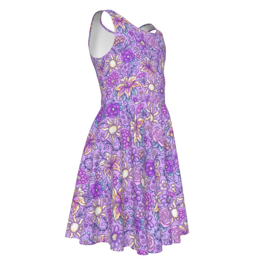 Fairytale Florals - Rapunzel Inspired - Kid's Sleeveless Skater Dress