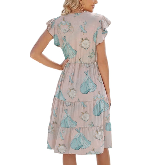Pastel Midnight Magic - Women's Tiered Pocket Midi Dress