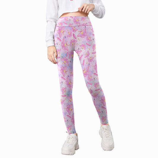 Pink Crystal Lunar Moths - Kid's Leggings
