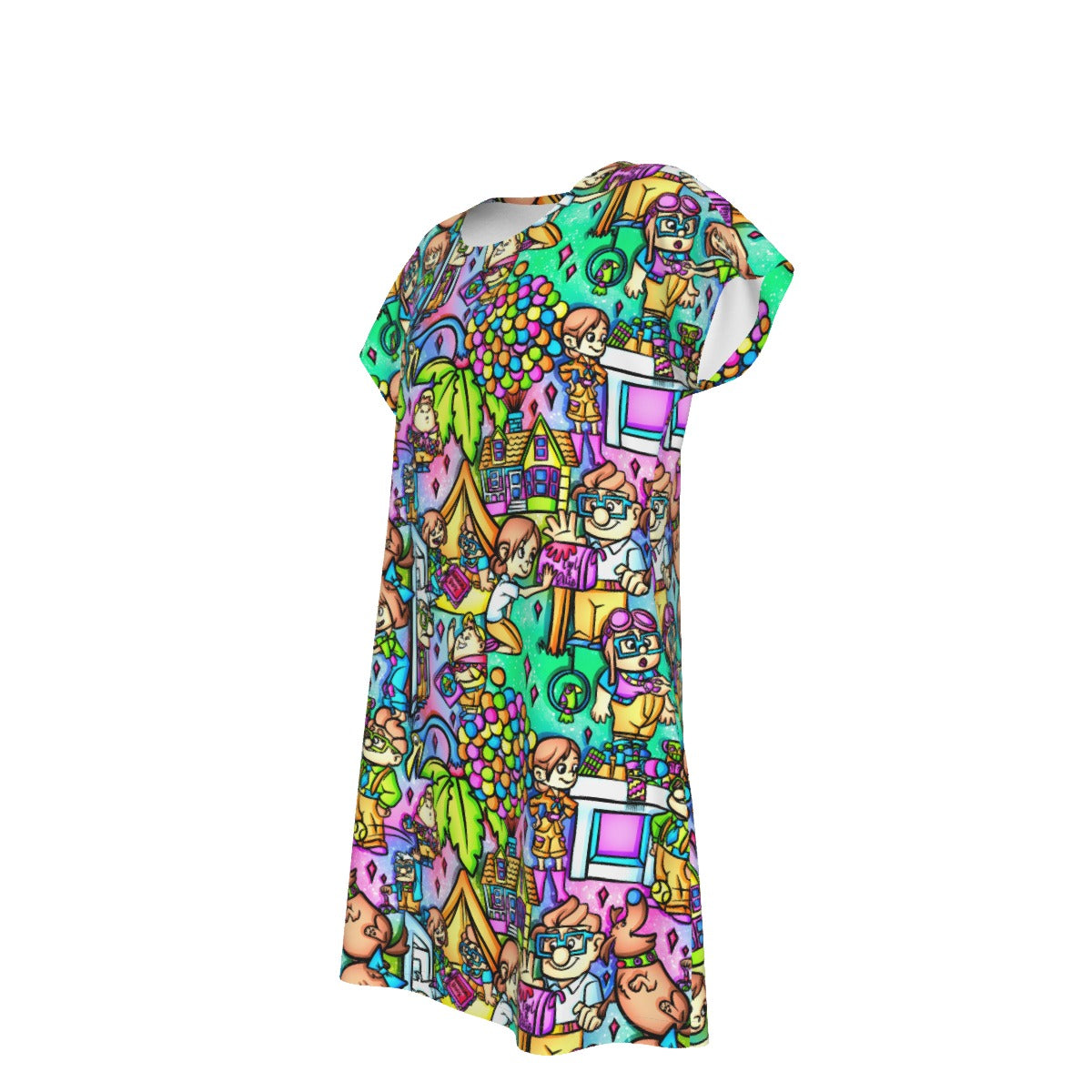 Balloon House Adventure Scenes - Women's T-Shirt Dress