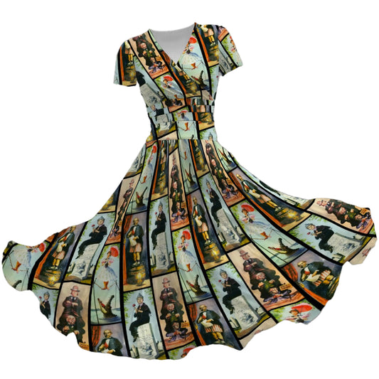 Stretch Room Portraits - Women's V-Neck Ruched Midi Dress