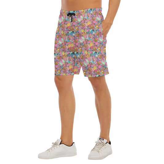 Tattoo Hearts Woodland Friends - Men’s Pocket Beach Shorts
