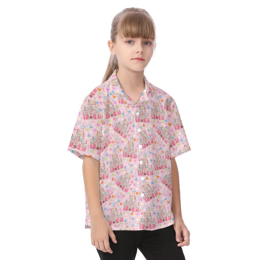 25th Birthday Cake Castle - Kid's Hawaiian Button Up Shirt
