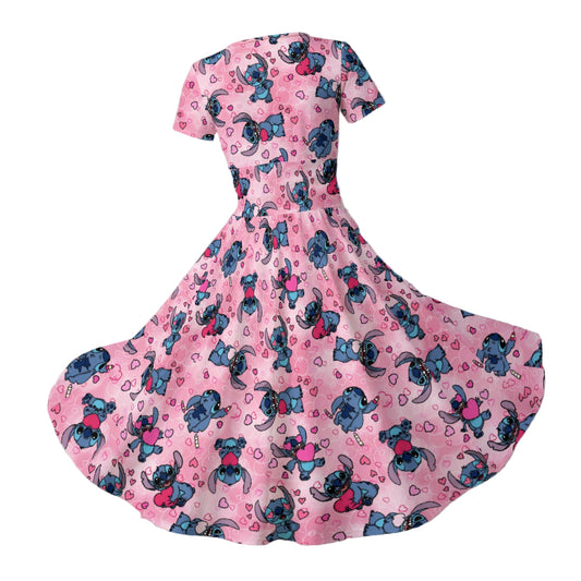 Valentine’s Mischief - Women's V-Neck Ruched Midi Dress