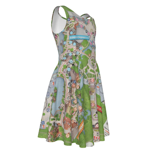 Vibrant Fantasy Park Map - Kid's Sleeveless Skater Dress