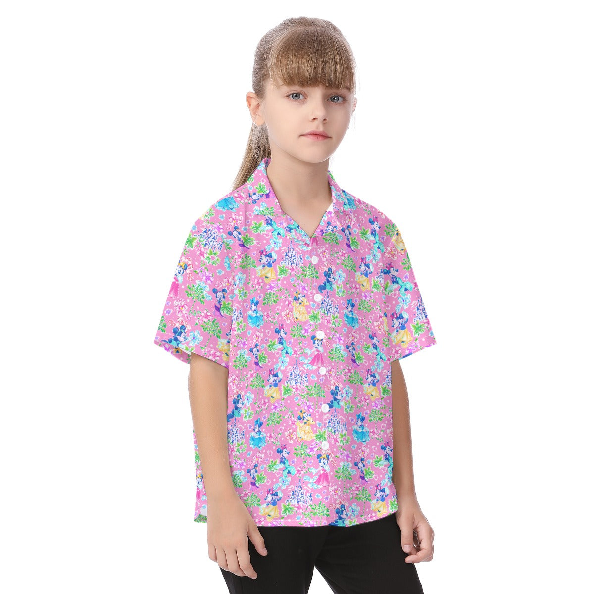 Princess Palm Party - Kid's Hawaiian Button Up Shirt