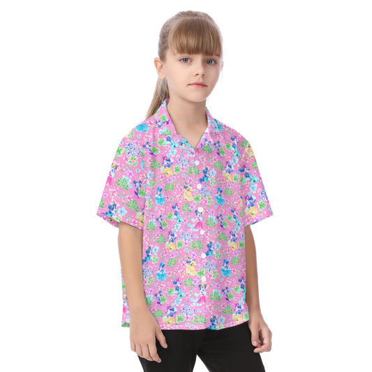 Princess Palm Party - Kid's Hawaiian Button Up Shirt