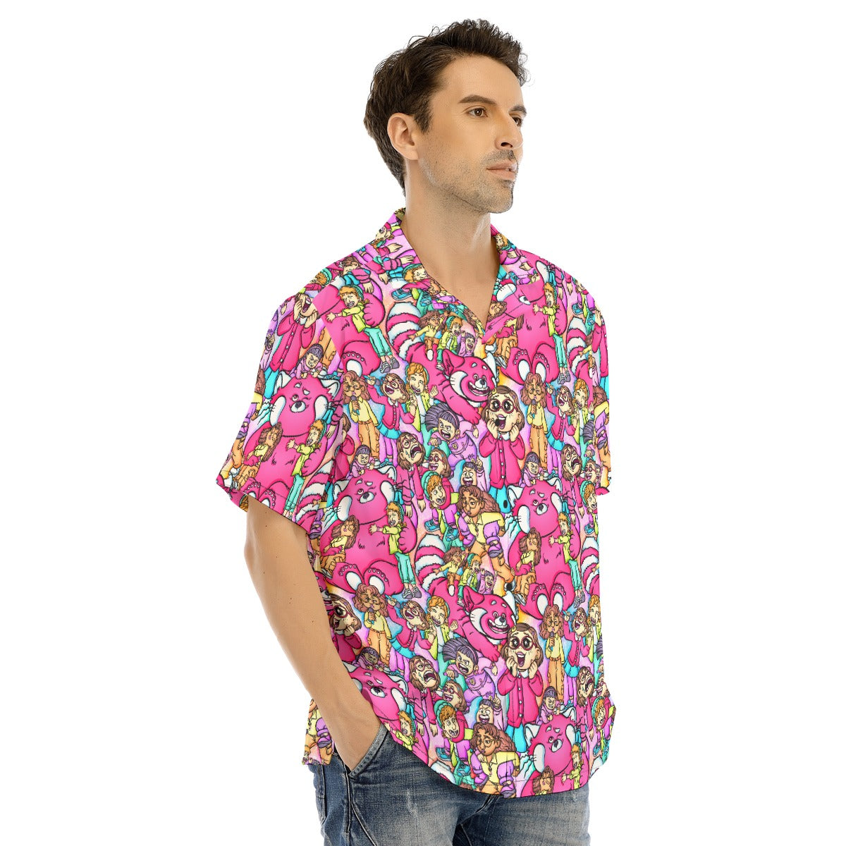 Red Panda Chaos Scenes - Men's Hawaiian Button Up Shirt