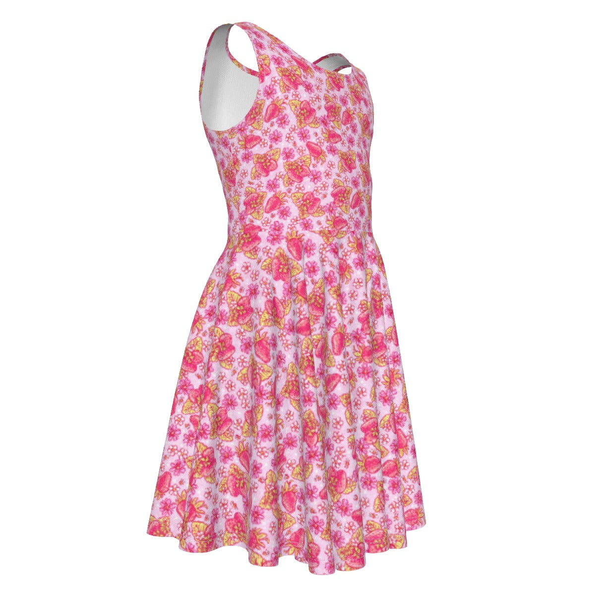 Summer Fruits - Strawberry - Kid's Sleeveless Skater Dress
