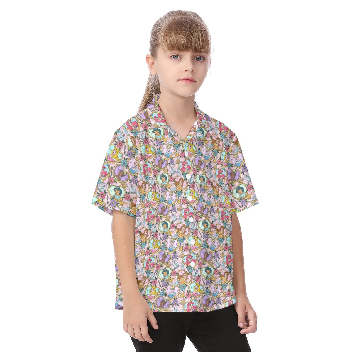 Tattoo Hearts Royal Icons - Kid's Hawaiian Button Up Shirt