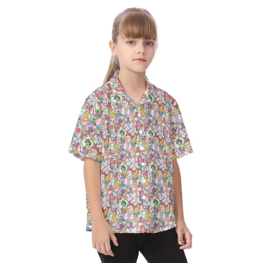 Tattoo Hearts Royal Icons - Kid's Hawaiian Button Up Shirt