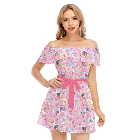Holiday Winter Princess Christmas Snapshots - Women's Off-shoulder Ruffle Dress