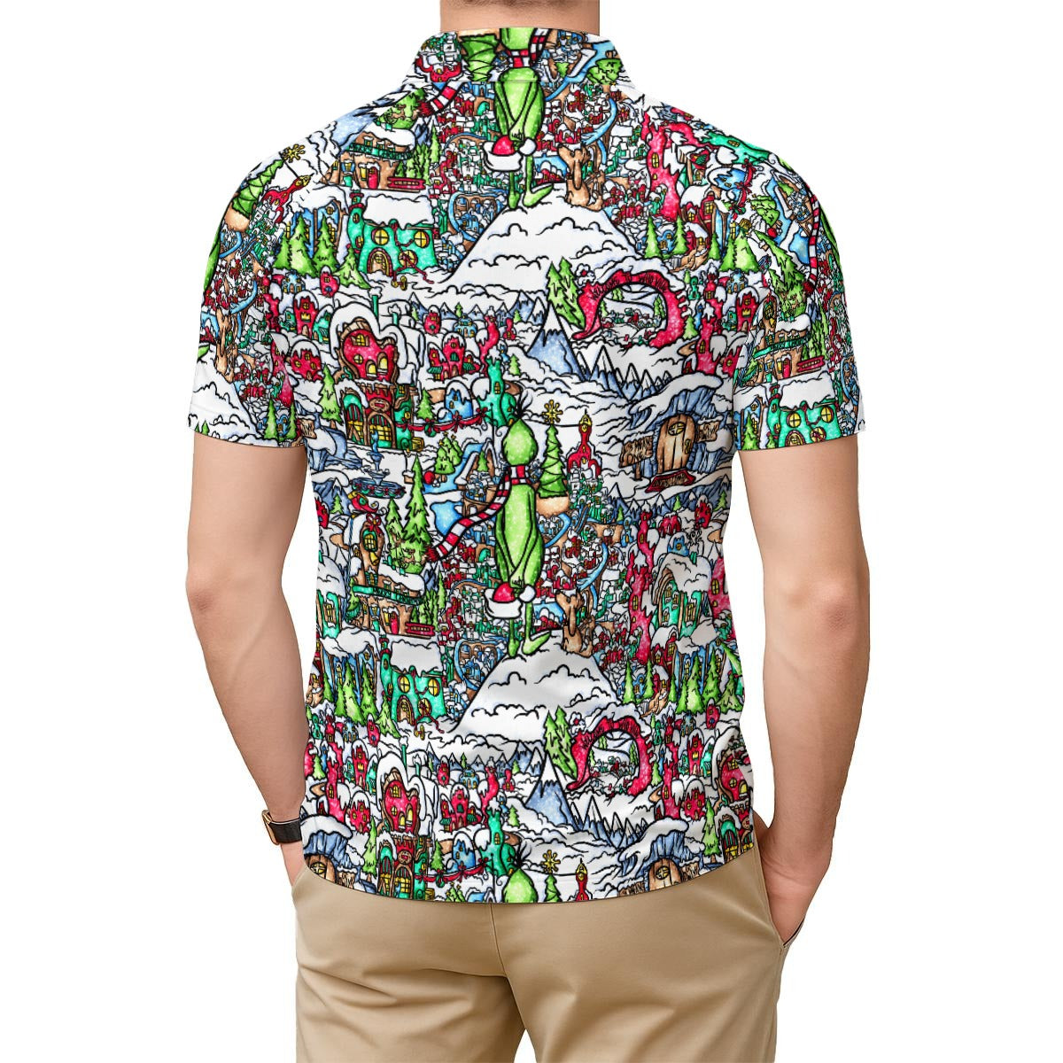 Whimsical Village Winter Wonderland - Men's Polo Shirt