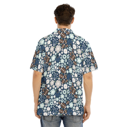 Blue Star Blooms - Men's Hawaiian Button Up Shirt
