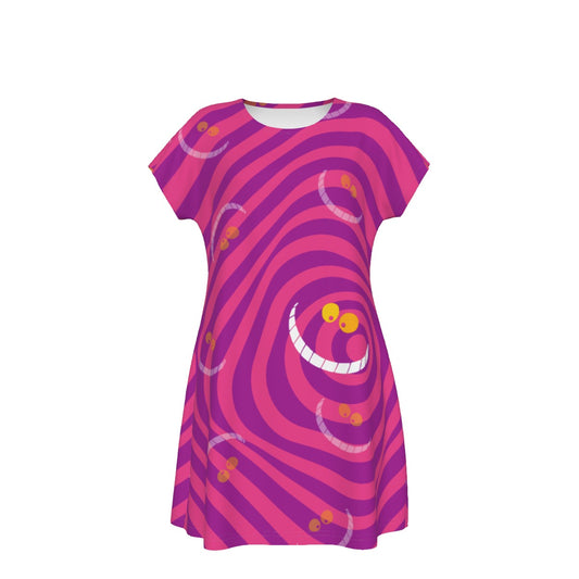 Whimsical Grinning Stripes - Women's T-Shirt Dress