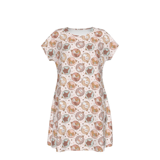 Festive Feline Baubles - Women's T-Shirt Dress