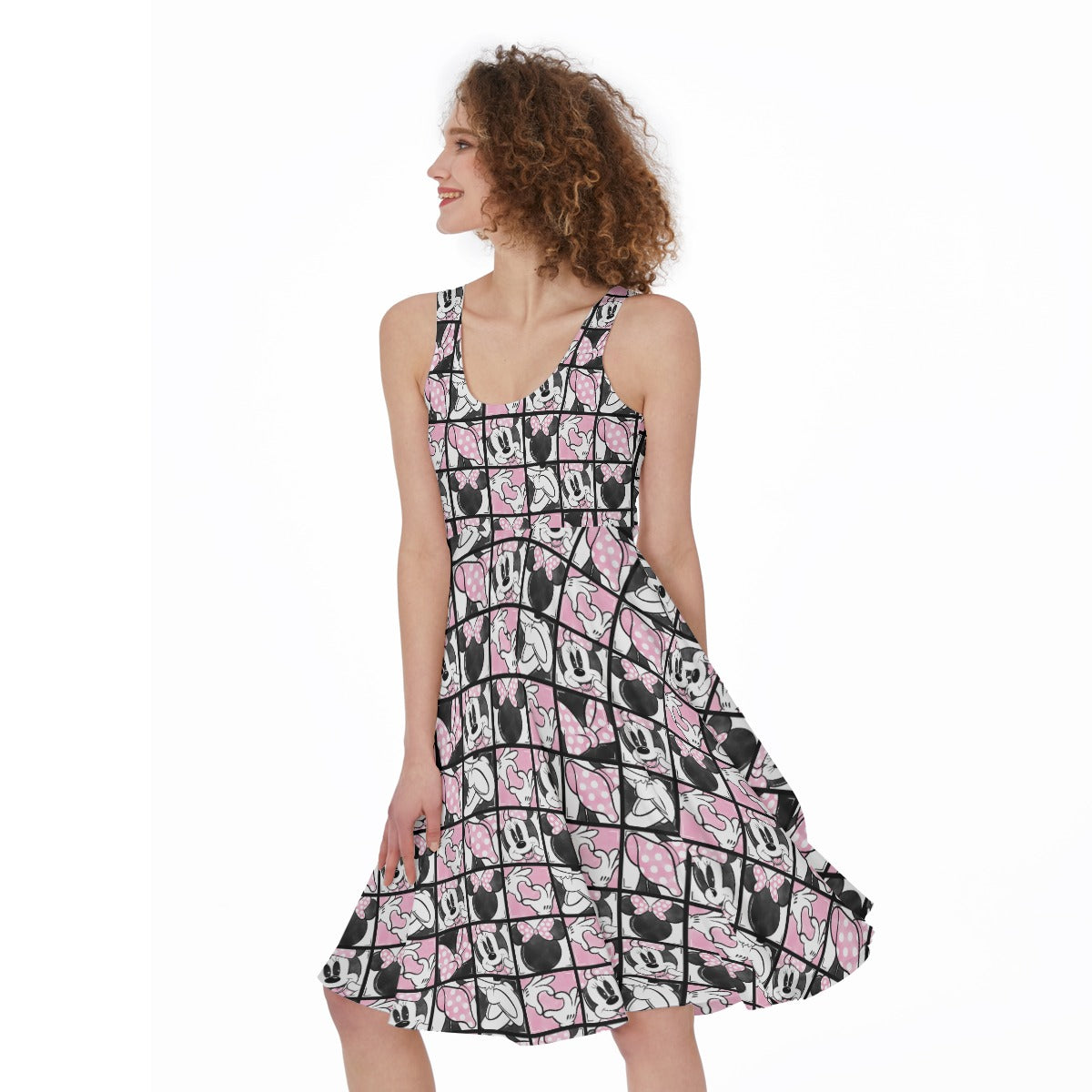 Mouse Bow Block Party - Pocket Midi Skater Dress
