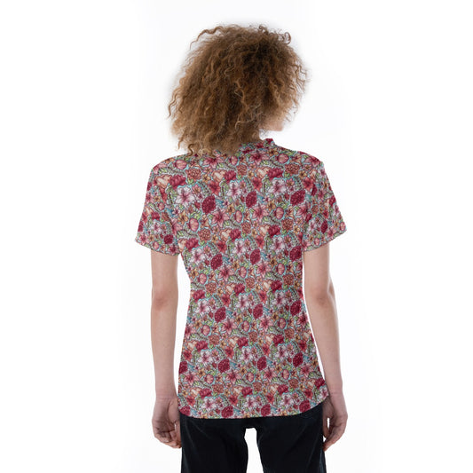 Fairytale Florals – Island Princess - Women's Short Sleeve V-Neck T-Shirt