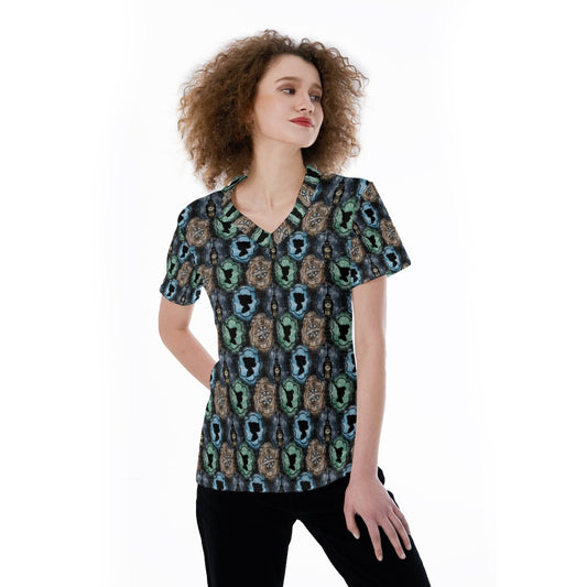 Starry Flight Silhouettesttes - Women's Short Sleeve V-Neck T-Shirt