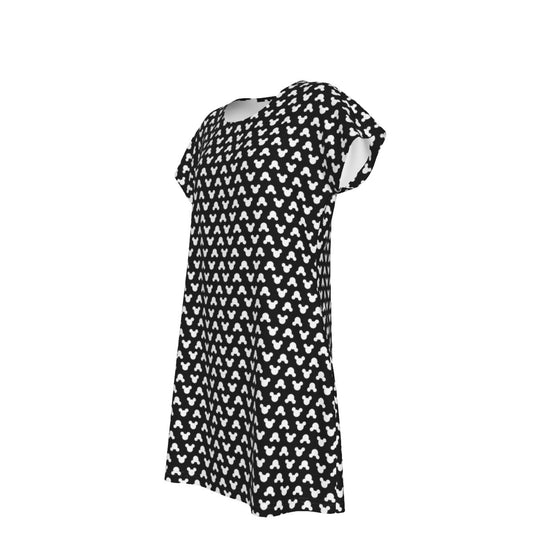 Playful Polka Dot Ears Black - Women's T-Shirt Dress