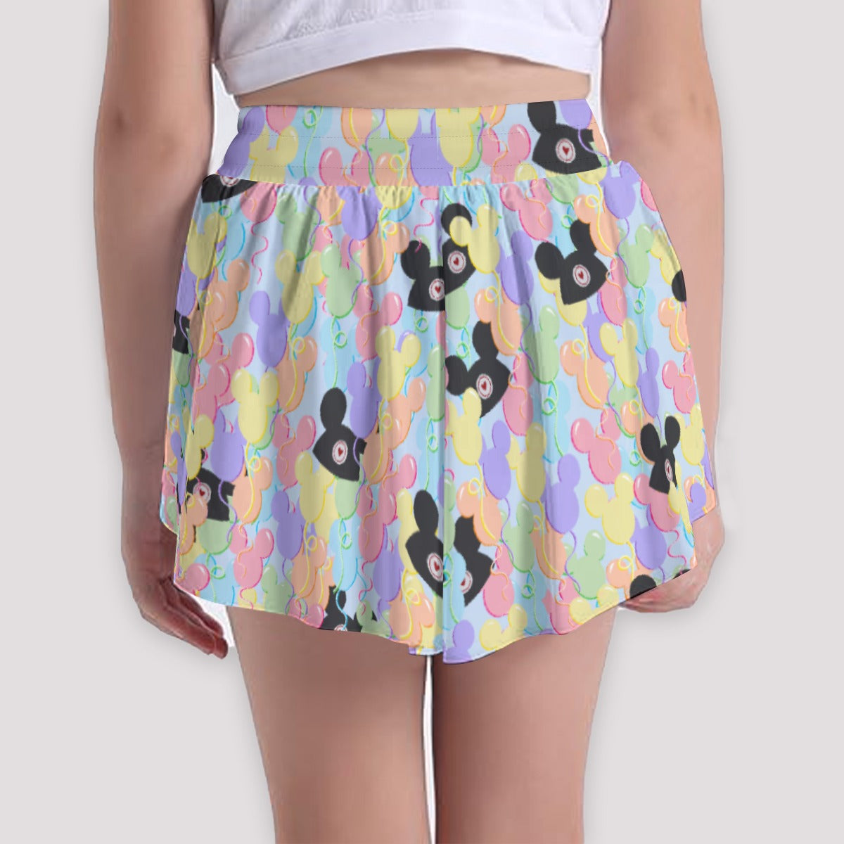 Pastel Mouse Ear Balloons - Girls’ Flowy Pocket Shorts