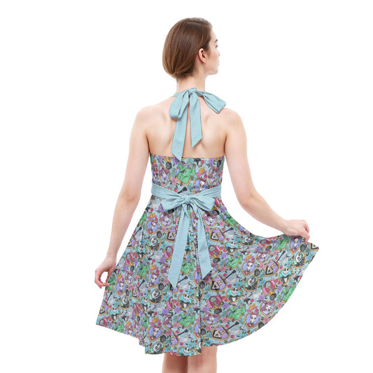 Tattoo Hearts Spooky Crew - Women's Halter Vintage Pocket Dress