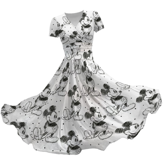 Sketch of Classic Mouse - Women's V-Neck Ruched Midi Dress