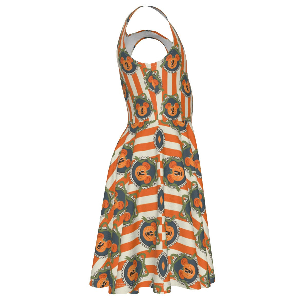 Pumpkin Cameo Stripes - Kid's Sleeveless Skater Dress